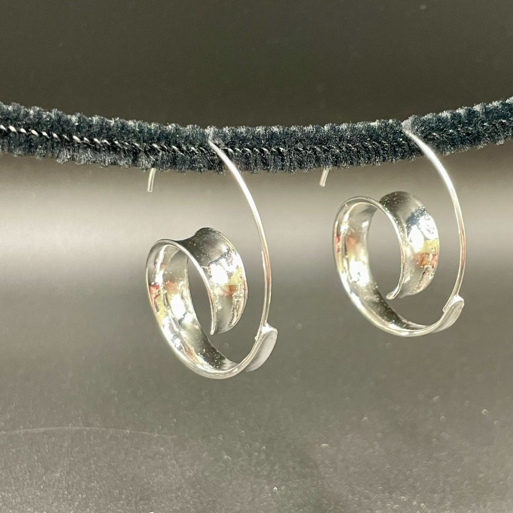 Silver Spiral Earrings #631 - Picture 4 of 5